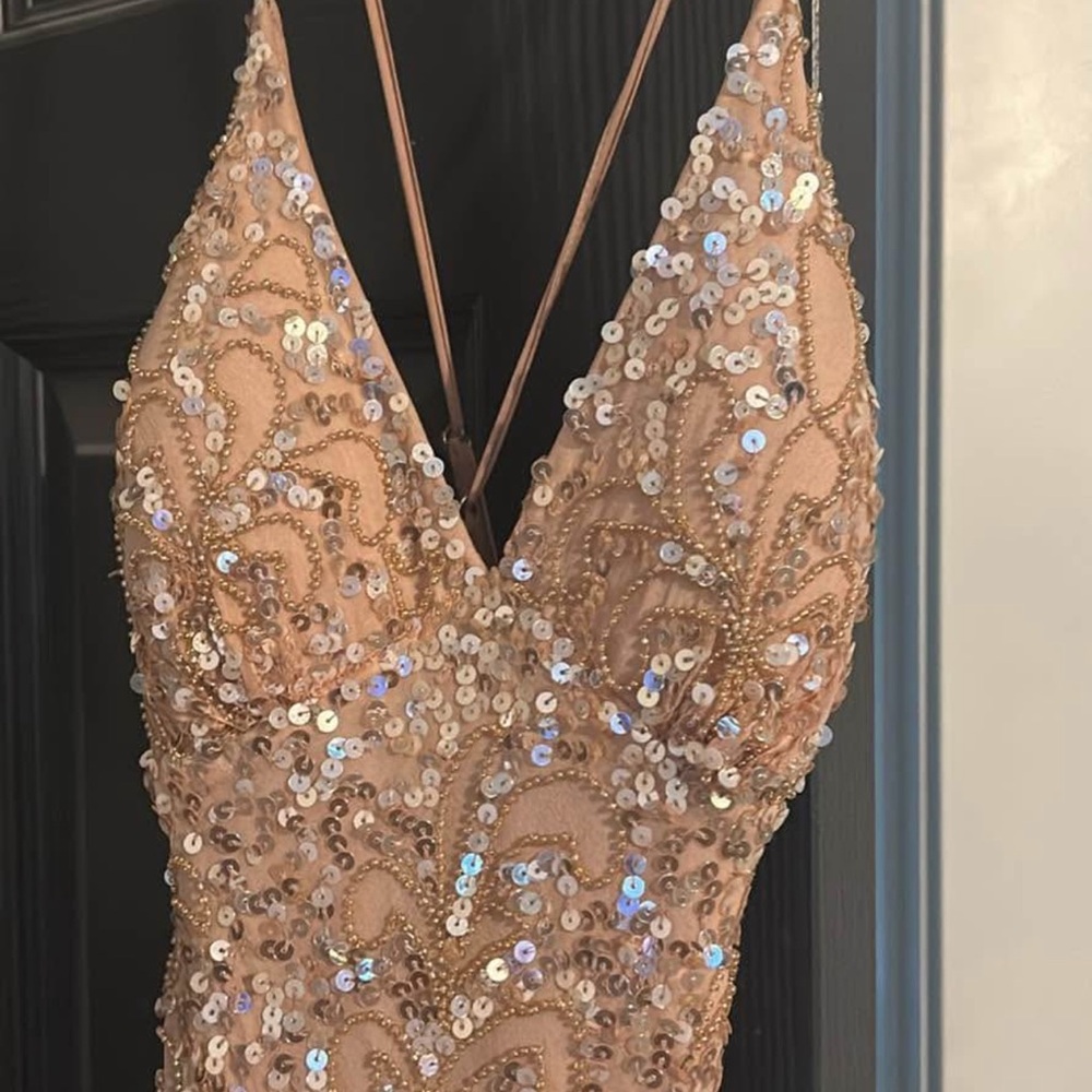 Scala Sequin Embellished Backless Dress in Gold and Silver